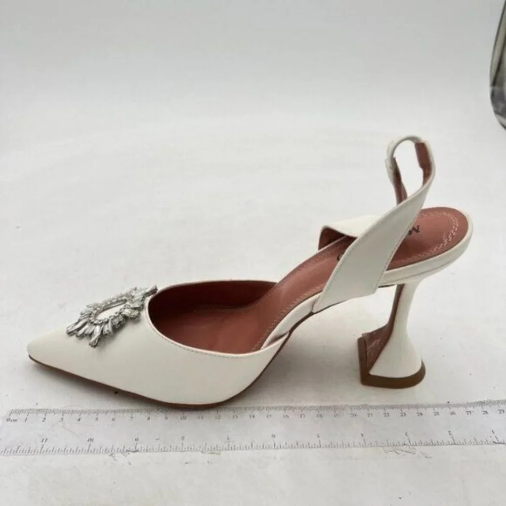 Women's Slingback Pointed Toe High Heels, Slip On Heeled Sandals Dress Shoes - Picture 1 of 8